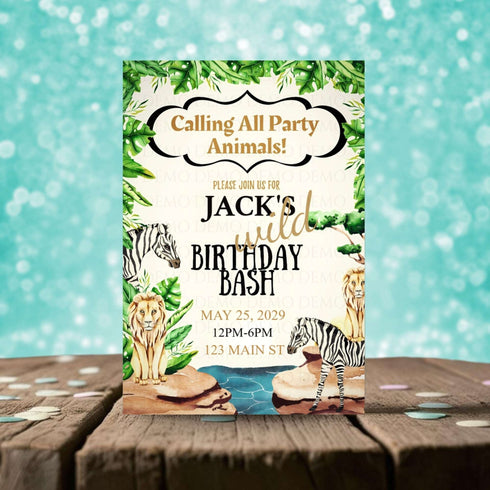 Wild Safari Birthday Personalized Invitation